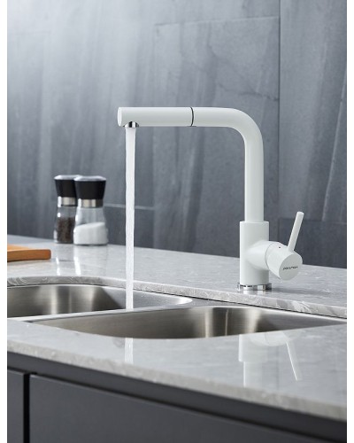 Смеситель для кухни Paulmark Kassel Ka214311-431TW Белый матовый