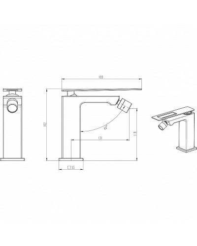 Смеситель для биде Boheme Q 146-BUW Черный Синий