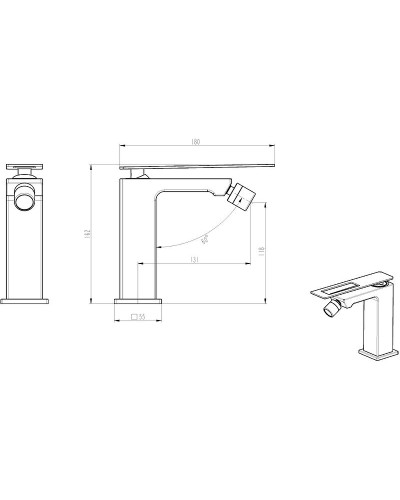 Смеситель для биде Boheme Q 146-BCR Черный Хром