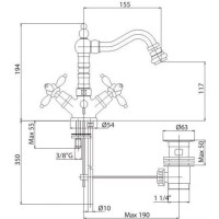 Смеситель для биде Cezares Atlantis Nostalgia ATLANTIS-NOSTALGIA-BS2-03/24 Золото 24 карата