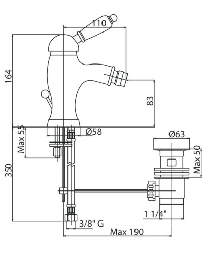 Смеситель для биде Cezares Elite ELITE-BSM1-02-M Бронза
