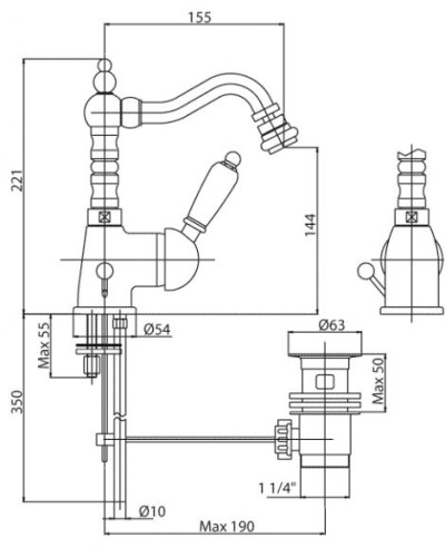 Смеситель для биде Cezares Elite ELITE-BSM2-01-Bi Хром
