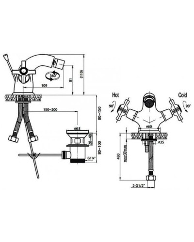 Смеситель для биде Cezares Lord LORD-BS1-02 Бронза
