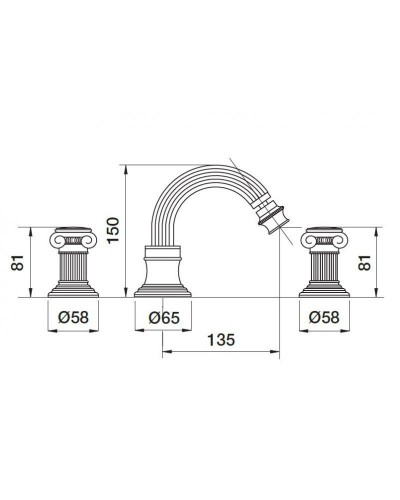 Смеситель для биде Cezares Olimp OLIMP-BBS2-03/24-Sw Золото 24 карат