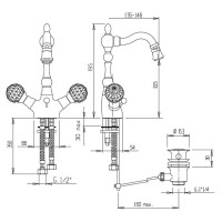 Смеситель для биде Cezares Atlantis ATLANTIS-BS2-02-Sw Бронза кристаллы Swarovski
