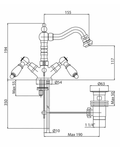 Смеситель для биде Cezares First FIRST-BS2-03-M Золото