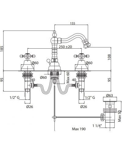 Смеситель для биде Cezares Lord LORD-BBS2-02 Бронза