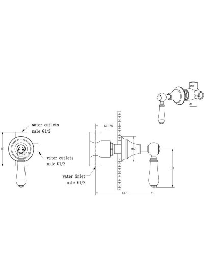 Переключатель потоков Boheme Brillante 624 для душа Хром