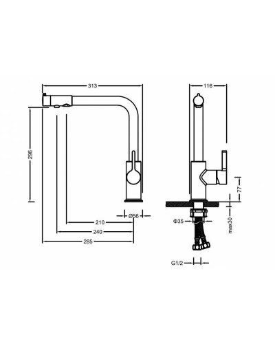 Смеситель для кухни Timo Hette 1026/03F Черный