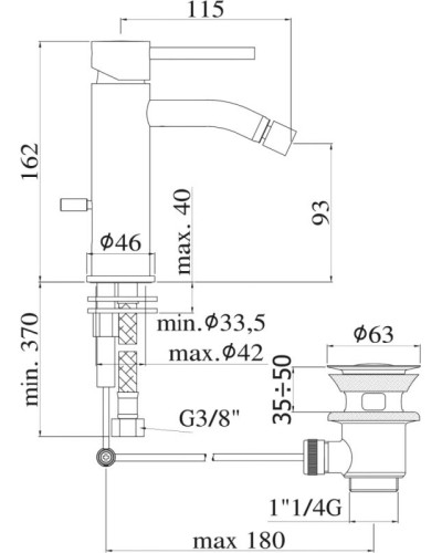 Смеситель для биде Paffoni Light LIG135NO Черный матовый