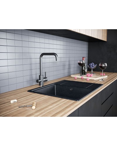 Смеситель для кухни Paulmark Logas Lo213021-418 Черный металлик