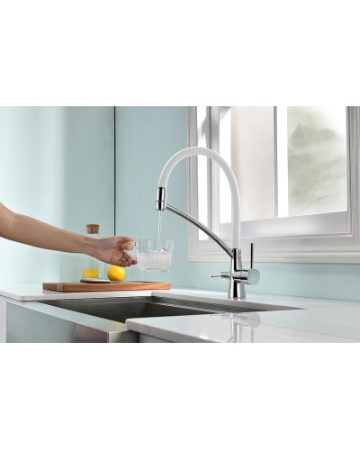 Смеситель для кухни Paulmark Siegen Si213111-CRw Хром Белый