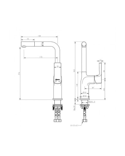 Смеситель для кухни Lemark Ursus LM7205BL Черный