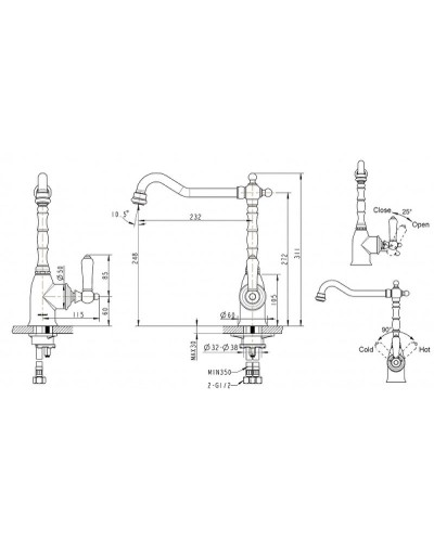 Смеситель для кухни Bravat Art F775109U Бронза