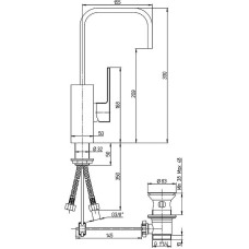 Смеситель для раковины Paini Dax 84CR250R Хром