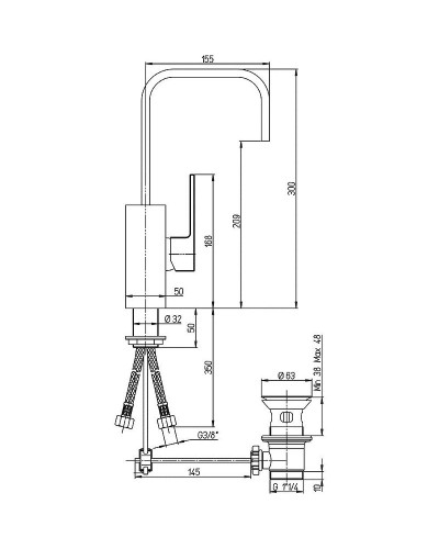 Смеситель для раковины Paini Dax 84CR250R Хром
