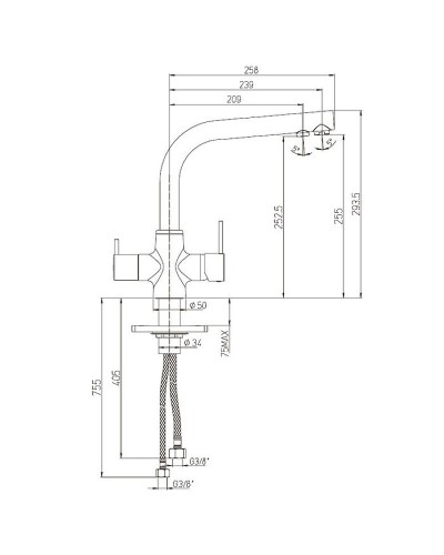 Смеситель для кухни Paini Arena 92CR6433VEB90DAKM Хром