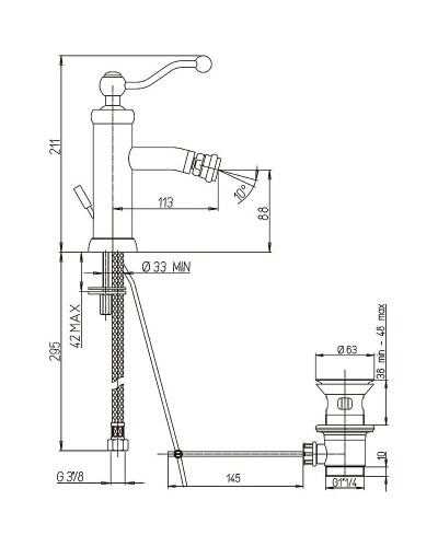 Смеситель для биде Paini Duomo 88F3306KM Старая бронза