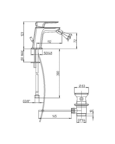 Смеситель для биде Paini Nove 09PZ306 Черный матовый