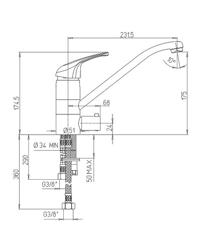 Смеситель для кухни Paini Creta 100 42CR5611KM Хром