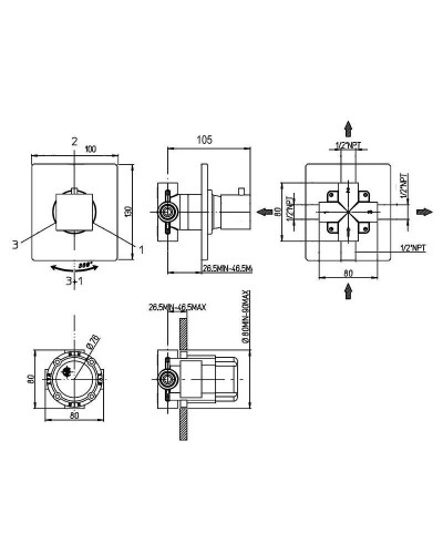 Переключатель потоков Paini Dax 84CR471 Хром