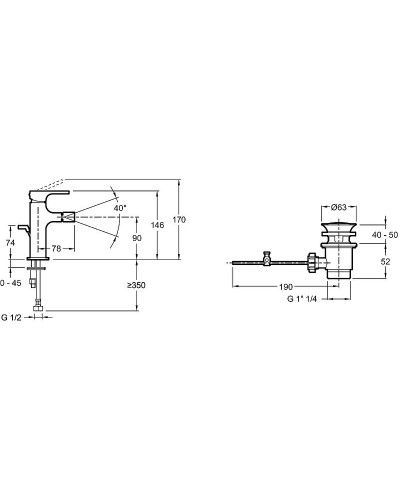 Смеситель для биде Jacob Delafon Strayt Mini E8777-CP Хром