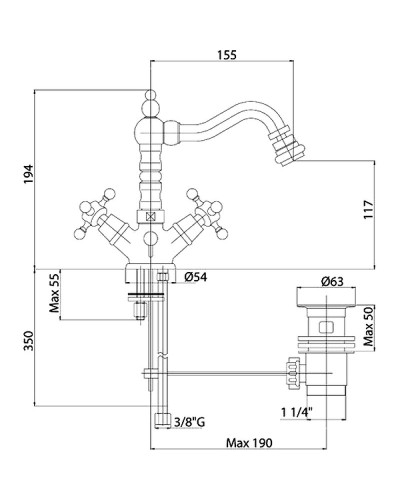 Смеситель для биде Cezares Golf-BS2-02 Бронза
