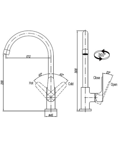 Смеситель для кухни Cezares LACONICO-C-LL25-BLC Белый