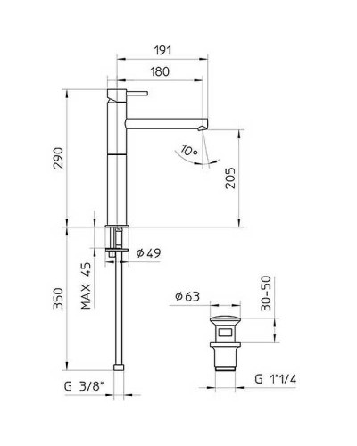 Смеситель для раковины Bossini Oki Z005303.073 Черный матовый