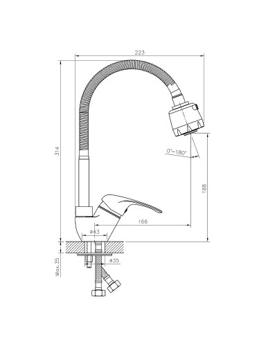 Смеситель для кухни Rossinka A35-26 Хром