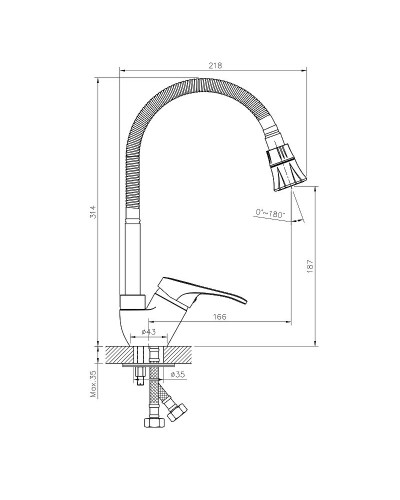 Смеситель для кухни Rossinka B35-26 Хром