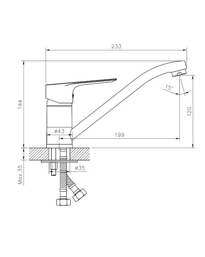 Смеситель для кухни Rossinka RS27-21 Хром
