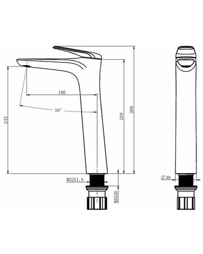 Смеситель для раковины Comforty FC074B-CMT 00-00004534 Черный