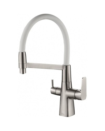 Смеситель для кухни ZorG Steel Hammer SH818-8SATIN Сатин Белый