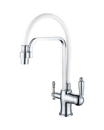 Смеситель для кухни ZorG Sanitary ZR342-8YF Хром Белый