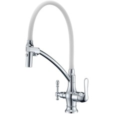 Смеситель для кухни ZorG Sanitary ZR347-8YF Хром Белый