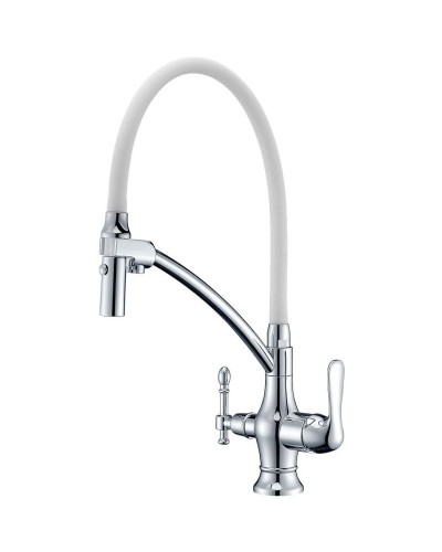 Смеситель для кухни ZorG Sanitary ZR347-8YF Хром Белый