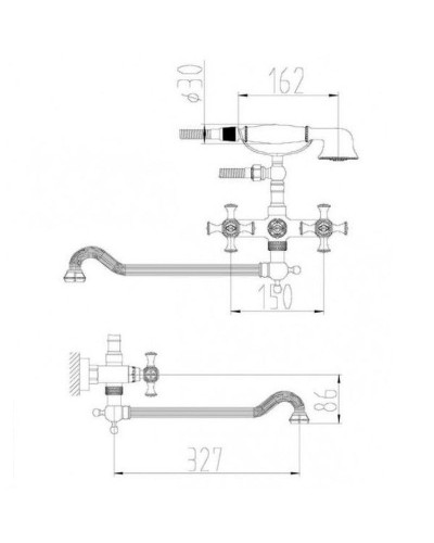 Смеситель для ванны ZorG Antic A7001WDN-SL универсальный Серебро