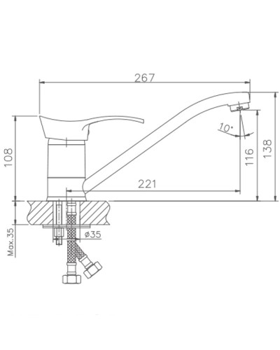 Смеситель для кухни Haiba HB4401 Хром