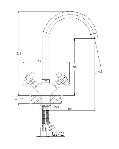 Смеситель для кухни Haiba HB4118 Хром