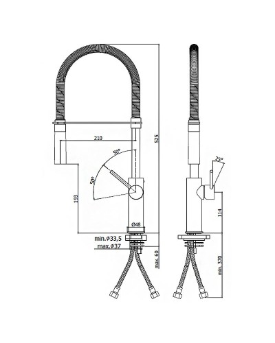 Смеситель для кухни Paffoni Light LIG179NONO Черный матовый