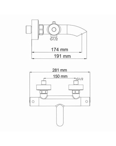 Смеситель для ванны WasserKRAFT 4811 Thermo с термостатом Хром