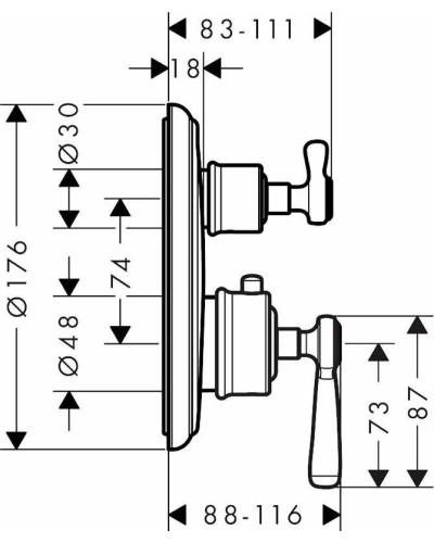 Переключатель потоков Axor Montreux 16830000 Хром
