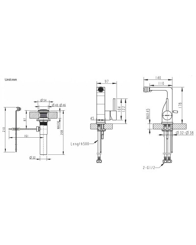 Смеситель для биде Bravat Arc F36061K-ENG Черный матовый