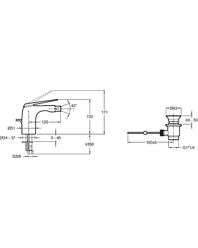Смеситель для биде Jacob Delafon Avid E97014-BN Никель