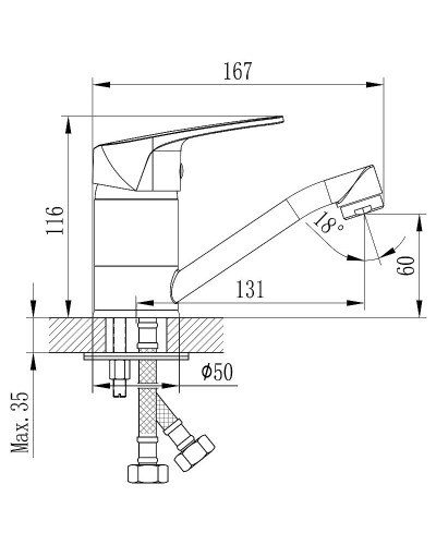 Смеситель для кухни Rossinka D40-22 Хром
