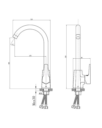 Смеситель для кухни Rossinka RS44-23 Хром