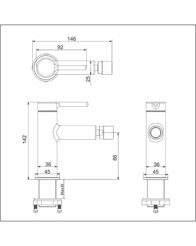 Смеситель для биде Excellent Pi Arex AREX.1203BL Черный матовый