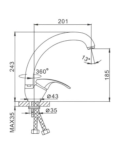 Смеситель для кухни Frap H36 F4136-B Хром