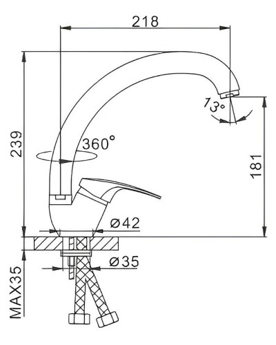 Смеситель для кухни Frap H39 F4139-B Хром